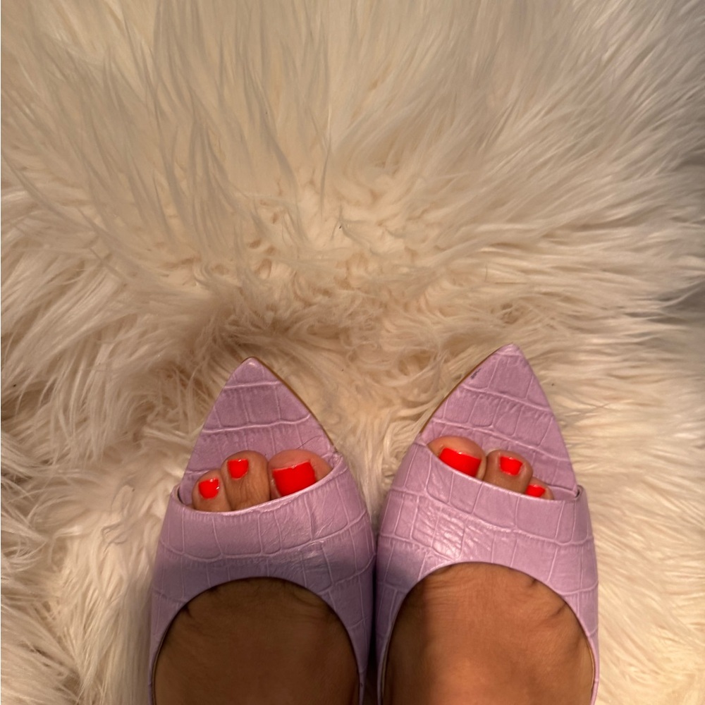 Saks Fifth Avenue Pink Croc-Embossed Heels